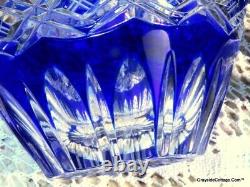 Cobalt Blue Cut to Clear Vase by Schonborner Bleikristall. 24% Deep Cut Crystal