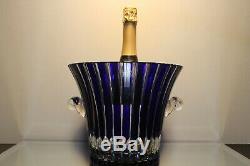 Cobalt Sapphire Blue Cut Clear Crystal Wine Champagne Bucket Vase Ajka Castille