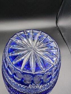 Cobalt Tarnow Lenka Crystal Glass Cut To Clear 11 Tall Vase