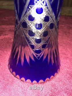 Cobalt blue glassware crystal cut to clear Beautiful Vase