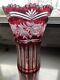 Cranberry Cut To Clear 13 Inches Rose Vase Detailed Excellent Condition