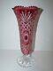 Cranberry Cut To Clear Footed Crystal Vase 1015