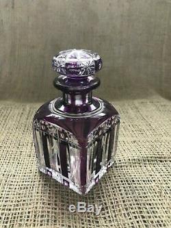 Cristalleries de Nancy France Crystal Purple Cut Clear Glass Ink Vase Bottle