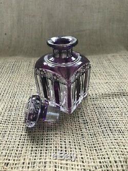 Cristalleries de Nancy France Crystal Purple Cut Clear Glass Ink Vase Bottle