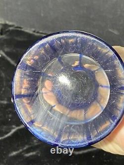 Cross Cut Bohemian Cobalt Blue Cut To Clear Crystal Czech Art Glass Vase 8.25