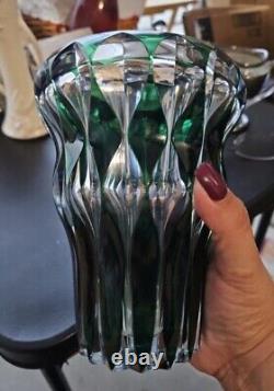 Crystal Art Glass Vase Cut to Clear Art Deco Signed