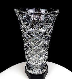Crystal Clear Industries Vintage Crystal Cut Glass Diamond Scroll 9 Vase