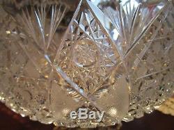 Crystal Cut Center Piece Footed Brass Bowl Oversized Made In Poland 12 X 12