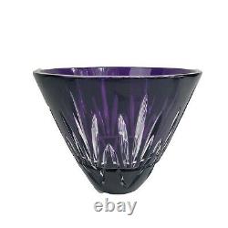 Crystal Cut to Clear Purple Art Glass Vase