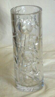 Crystal Cylinder Vase Cut Geometric Patterns Heavy