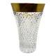 Crystal Flower Vase Glass Sharp Cut Diamond Gold Band Trim Decorative Heavy