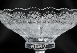 Crystal Glass Footed Bowl 8 Hand Cut Centerpiece Dish Clear Bohemian Crystal