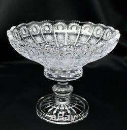 Crystal Glass Footed Bowl 8 Hand Cut Centerpiece Dish Clear Bohemian Crystal