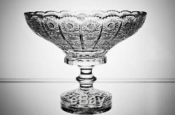 Crystal Glass Footed Bowl Vase 10 Hand Cut Centerpiece Czech Bohemian Crystal