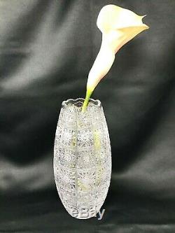 Crystal Glass Vase 10 Centerpiece Flower Bud Vase Hand Cut Bohemia Crystal NEW