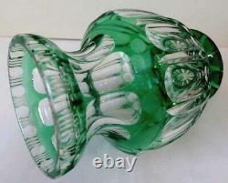 Crystal Glass Vase Emerald Green Flashing Hand Cut Val St. Lambert Um 1900 O514