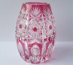 Crystal Glass Vase, Flashed Glass, Hand Cut, Nachtmann, Um 1950 1960 M268