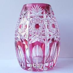 Crystal Glass Vase, Flashed Glass, Hand Cut, Nachtmann, Um 1950 1960 M268