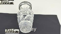 Crystal Glass Vase Glas Hand Cut 830er Silber Um 1930 1940 O587