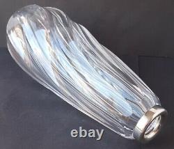 Crystal Glass Vase Hand Cut 925er Silver Um 1950 O462