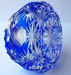 Crystal Glass Vase Hand Cut Bohemia Original-Etikett Um 1950 1960 K527