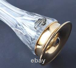 Crystal Glass Vase Mitlehner Hand Cut Bronze Original-Etikett Um 1960 O463