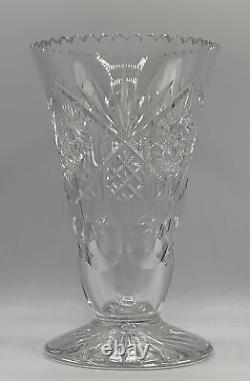 Crystal HUGE 9.75x6 Cut Crystal Vase Center Piece Unbranded Waterford Style