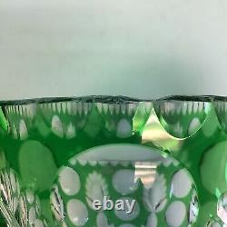 Crystal Vase Green Brilliant Cut to Clear 9 3/4 Tall
