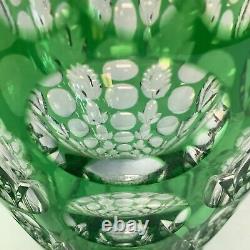 Crystal Vase Green Brilliant Cut to Clear 9 3/4 Tall
