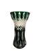 Crystal Vase Signed Val Saint Lambert Emerald Green Belgium Cut Small 15 Cm