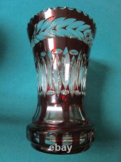 Cut Crystal Czechoslovakia Vase Clear To Red 7 X 4 3/4 Gl8