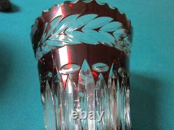 Cut Crystal Czechoslovakia Vase Clear To Red 7 X 4 3/4 Gl8