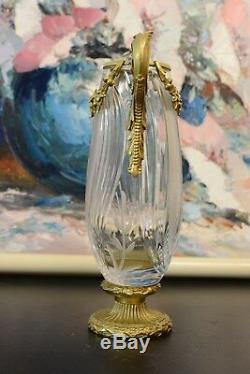 Cut Crystal Glass Vases With Gilt Bronze Mounts Stand