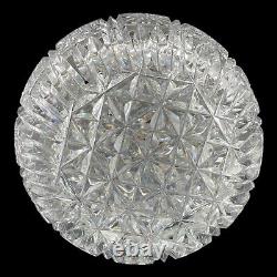 Cut Crystal Vase 11 3/4 Flowers Stars Made in Turkey Sawtooth Rim EV506