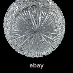 Cut Crystal Vase 11.5 Artist Signed Hash Marks Daisies Made in Turkey EV500