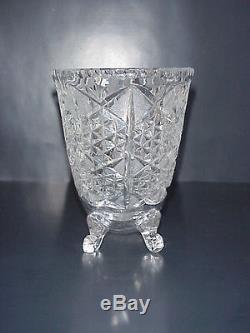 Cut Glass Crystal Cornucopia Vase Horn of Plenty 12 Point Stars