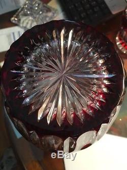 Cut To Clear Red Crystal Vase. Rare