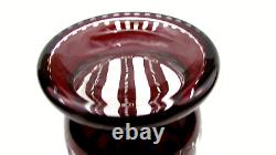 Cut to Clear Bohemian Crystal Glass Cranberry Vase 12 Tall By Egermann