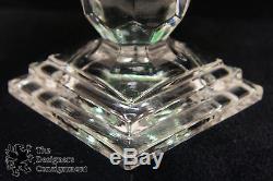 Cut to Clear Crystal Glass Signed Vase Green Bird Scene Bohemian Centerpiece 15