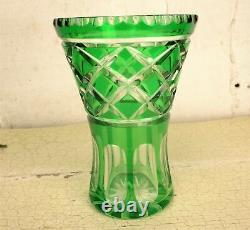 Cut to clear Crystal Vase Emerald Green Beautiful Stylish 6.10
