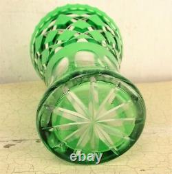 Cut to clear Crystal Vase Emerald Green Beautiful Stylish 6.10