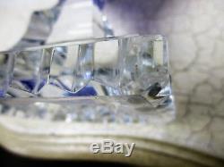 Cut to clear Crystal Vase Stem Based Cobalt Blue Beautiful Val St Lambert Style