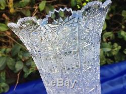 Czech Bohemia Hand Cut Queen Lace Crystal Pedestal Vase 8 Mint Nib