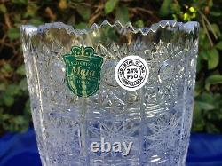 Czech Bohemia Hand Cut Queen Lace Crystal Round Vase 8 Mint Nib