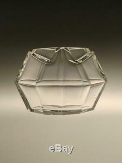Czech Bohemian Art Deco Crystal Clear Cut Glass Vase Jardiniere Ludvika Smrckova