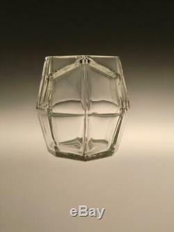Czech Bohemian Art Deco Crystal Clear Cut Glass Vase Jardiniere Ludvika Smrckova