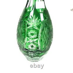 Czech Bohemian Bavarian Emerald Cut Starburst Crystal Glass 12 Vase/Decanter