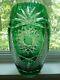 Czech Bohemian Bavarian Nachtmann Emerald Cut Starburst Crystal Glass 10 Vase