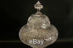 Czech Bohemian Crystal Clear Cut To Clear Vase With Lid