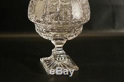 Czech Bohemian Crystal Clear Cut To Clear Vase With Lid. H-14 1/4